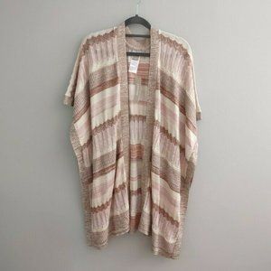 Chicos Textured Stripe Ruana Wrap Shrug Sweater